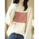 Casual Loose Long Sleeves Striped Round-Neck Sweater Tops Casual Loose Long Sleeves Striped Round-Neck Sweater Tops