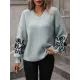 Hollow Long Sleeves Loose Round-Neck Sweater Tops Pullovers Knitwear Hollow Long Sleeves Loose Round-Neck Sweater Tops Pullovers Knitwear