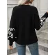 Hollow Long Sleeves Loose Round-Neck Sweater Tops Pullovers Knitwear Hollow Long Sleeves Loose Round-Neck Sweater Tops Pullovers Knitwear