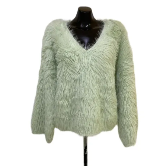 Original Creation Long Sleeves Loose Solid Color V-Neck Sweater Tops