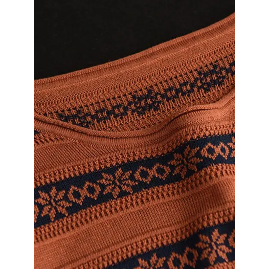 Artistic Retro Loose Long Sleeves Jacquard Round-Neck Sweater Tops Artistic Retro Loose Long Sleeves Jacquard Round-Neck Sweater Tops