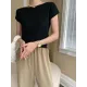 Stylish Loose Solid Color Boat Neck Knitwear Pullovers Tops Stylish Loose Solid Color Boat Neck Knitwear Pullovers Tops