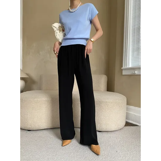 Stylish Loose Solid Color Boat Neck Knitwear Pullovers Tops Stylish Loose Solid Color Boat Neck Knitwear Pullovers Tops
