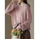 See-Through Solid Color Long Sleeves Loose Round-Neck Sweater Tops See-Through Solid Color Long Sleeves Loose Round-Neck Sweater Tops