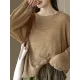 See-Through Solid Color Long Sleeves Loose Round-Neck Sweater Tops See-Through Solid Color Long Sleeves Loose Round-Neck Sweater Tops