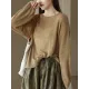 See-Through Solid Color Long Sleeves Loose Round-Neck Sweater Tops See-Through Solid Color Long Sleeves Loose Round-Neck Sweater Tops