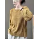 See-Through Solid Color Long Sleeves Loose Round-Neck Sweater Tops See-Through Solid Color Long Sleeves Loose Round-Neck Sweater Tops
