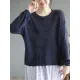 See-Through Solid Color Long Sleeves Loose Round-Neck Sweater Tops See-Through Solid Color Long Sleeves Loose Round-Neck Sweater Tops