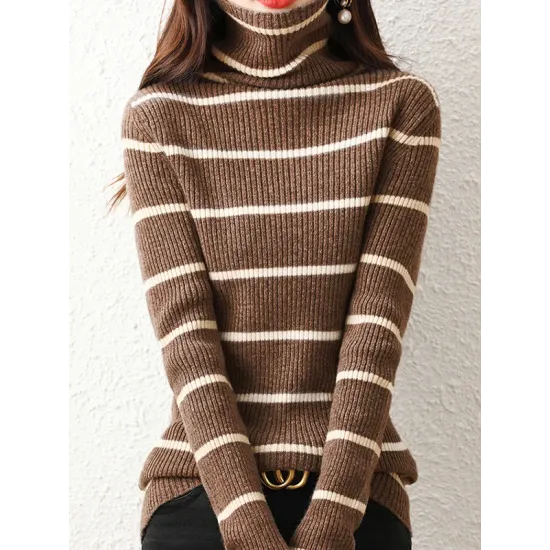 Urban Skinny Striped High-Neck Sweater Tops Urban Skinny Striped High-Neck Sweater Tops