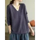 Solid Color Long Sleeves Loose V-Neck Sweater Tops Solid Color Long Sleeves Loose V-Neck Sweater Tops
