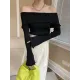 Falbala Solid Color Long Sleeves Skinny Off-the-shoulder Sweater Tops Falbala Solid Color Long Sleeves Skinny Off-the-shoulder Sweater Tops