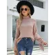 Loose Long Sleeves Solid Color High-Neck Sweater Tops Loose Long Sleeves Solid Color High-Neck Sweater Tops