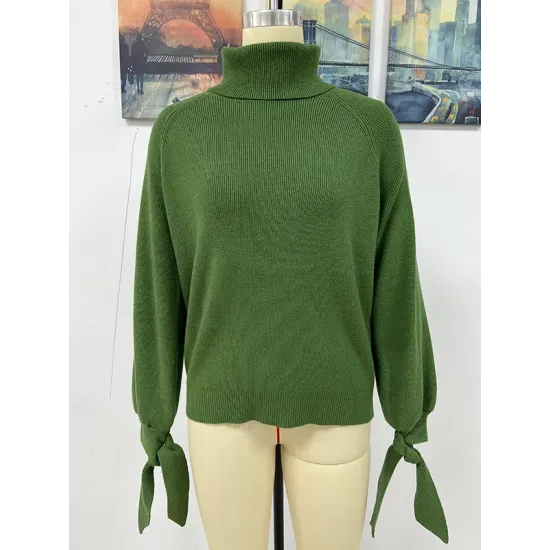 Loose Long Sleeves Solid Color High-Neck Sweater Tops Loose Long Sleeves Solid Color High-Neck Sweater Tops