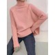 Casual Long Sleeves Loose Solid Color High-Neck Sweater Tops Casual Long Sleeves Loose Solid Color High-Neck Sweater Tops