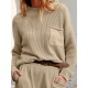Pockets Solid Color Long Sleeves Loose Round-Neck Sweater Tops Pullovers Knitwear Pockets Solid Color Long Sleeves Loose Round-Neck Sweater Tops Pullovers Knitwear