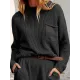 Pockets Solid Color Long Sleeves Loose Round-Neck Sweater Tops Pullovers Knitwear Pockets Solid Color Long Sleeves Loose Round-Neck Sweater Tops Pullovers Knitwear