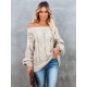 Vintage Long Sleeves Loose Solid Color Off-The-Shoulder Sweater Tops Vintage Long Sleeves Loose Solid Color Off-The-Shoulder Sweater Tops