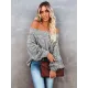 Vintage Long Sleeves Loose Solid Color Off-The-Shoulder Sweater Tops Vintage Long Sleeves Loose Solid Color Off-The-Shoulder Sweater Tops