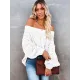Vintage Long Sleeves Loose Solid Color Off-The-Shoulder Sweater Tops Vintage Long Sleeves Loose Solid Color Off-The-Shoulder Sweater Tops