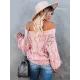 Vintage Long Sleeves Loose Solid Color Off-The-Shoulder Sweater Tops Vintage Long Sleeves Loose Solid Color Off-The-Shoulder Sweater Tops