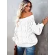 Vintage Long Sleeves Loose Solid Color Off-The-Shoulder Sweater Tops Vintage Long Sleeves Loose Solid Color Off-The-Shoulder Sweater Tops