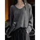 Solid Color Long Sleeves Loose V-Neck Sweater Tops Pullovers Solid Color Long Sleeves Loose V-Neck Sweater Tops Pullovers