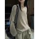 Solid Color Long Sleeves Loose V-Neck Sweater Tops Pullovers Solid Color Long Sleeves Loose V-Neck Sweater Tops Pullovers