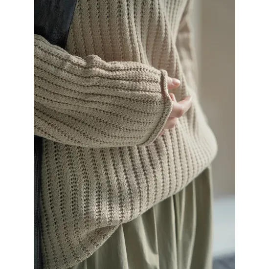 Solid Color Long Sleeves Loose V-Neck Sweater Tops Pullovers Solid Color Long Sleeves Loose V-Neck Sweater Tops Pullovers