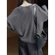 Solid Color Long Sleeves Loose V-Neck Sweater Tops Pullovers Solid Color Long Sleeves Loose V-Neck Sweater Tops Pullovers