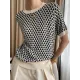 Houndstooth Half Sleeves Round-Neck Sweater Tops Houndstooth Half Sleeves Round-Neck Sweater Tops