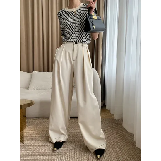 Houndstooth Half Sleeves Round-Neck Sweater Tops Houndstooth Half Sleeves Round-Neck Sweater Tops