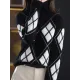 Casual Long Sleeves Loose Plaid High-Neck Sweater Tops Casual Long Sleeves Loose Plaid High-Neck Sweater Tops