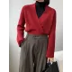 Asymmetric Solid Color Long Sleeves V-Neck Sweater Pullovers Knitwear Asymmetric Solid Color Long Sleeves V-Neck Sweater Pullovers Knitwear