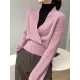 Asymmetric Solid Color Long Sleeves V-Neck Sweater Pullovers Knitwear Asymmetric Solid Color Long Sleeves V-Neck Sweater Pullovers Knitwear