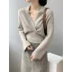 Asymmetric Solid Color Long Sleeves V-Neck Sweater Pullovers Knitwear Asymmetric Solid Color Long Sleeves V-Neck Sweater Pullovers Knitwear