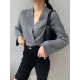 Asymmetric Solid Color Long Sleeves V-Neck Sweater Pullovers Knitwear Asymmetric Solid Color Long Sleeves V-Neck Sweater Pullovers Knitwear