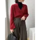 Asymmetric Solid Color Long Sleeves V-Neck Sweater Pullovers Knitwear Asymmetric Solid Color Long Sleeves V-Neck Sweater Pullovers Knitwear