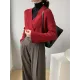 Asymmetric Solid Color Long Sleeves V-Neck Sweater Pullovers Knitwear Asymmetric Solid Color Long Sleeves V-Neck Sweater Pullovers Knitwear