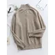 Stylish Long Sleeves Loose Solid Color High-Neck Sweater Tops