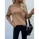 Stylish Long Sleeves Loose Solid Color High-Neck Sweater Tops