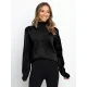 Stylish Long Sleeves Loose Solid Color High-Neck Sweater Tops
