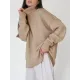 Casual Long Sleeves Loose Solid Color High-Neck Sweater Tops Casual Long Sleeves Loose Solid Color High-Neck Sweater Tops