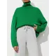 Casual Long Sleeves Loose Solid Color High-Neck Sweater Tops Casual Long Sleeves Loose Solid Color High-Neck Sweater Tops