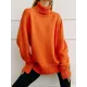 Casual Long Sleeves Loose Solid Color High-Neck Sweater Tops Casual Long Sleeves Loose Solid Color High-Neck Sweater Tops