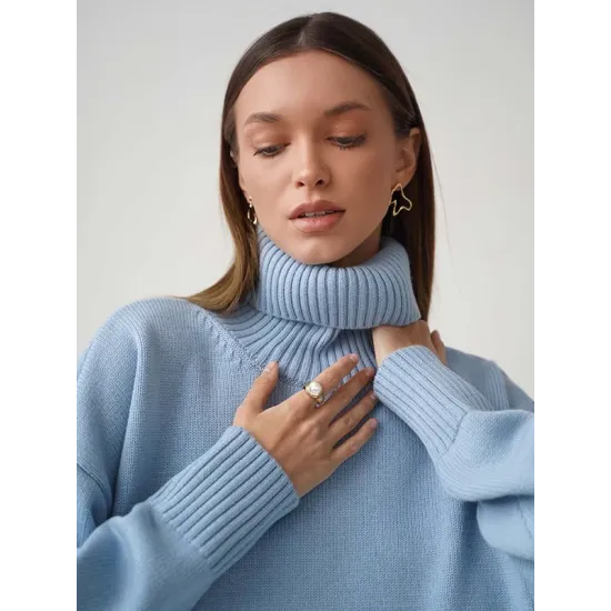 Casual Long Sleeves Loose Solid Color High-Neck Sweater Tops Casual Long Sleeves Loose Solid Color High-Neck Sweater Tops