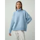 Casual Long Sleeves Loose Solid Color High-Neck Sweater Tops Casual Long Sleeves Loose Solid Color High-Neck Sweater Tops