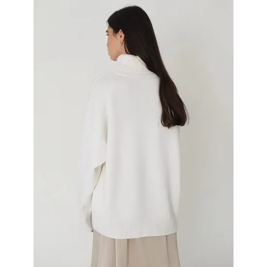 Casual Long Sleeves Loose Solid Color High-Neck Sweater Tops Casual Long Sleeves Loose Solid Color High-Neck Sweater Tops