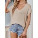 Solid Color Batwing Sleeves Loose V-Neck Pullovers Solid Color Batwing Sleeves Loose V-Neck Pullovers