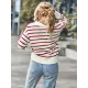Casual Loose Striped Polo Sweater Top Casual Loose Striped Polo Sweater Top