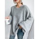 Stretch Mohair-Blend Balloon Sleeves Loose Solid Round-Neck Sweater Tops Stretch Mohair-Blend Balloon Sleeves Loose Solid Round-Neck Sweater Tops